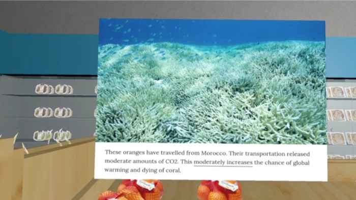 Example of a medium-environmental-impact impact pop-up (Coral image copyright: iStock)